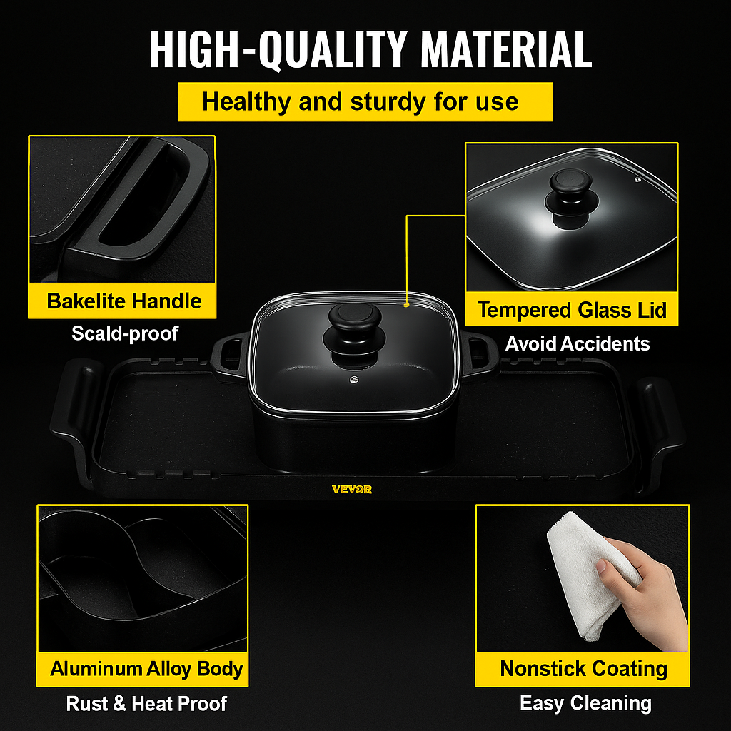 Multifunctional Teppanyaki Grill Pot With Dual Temp Control