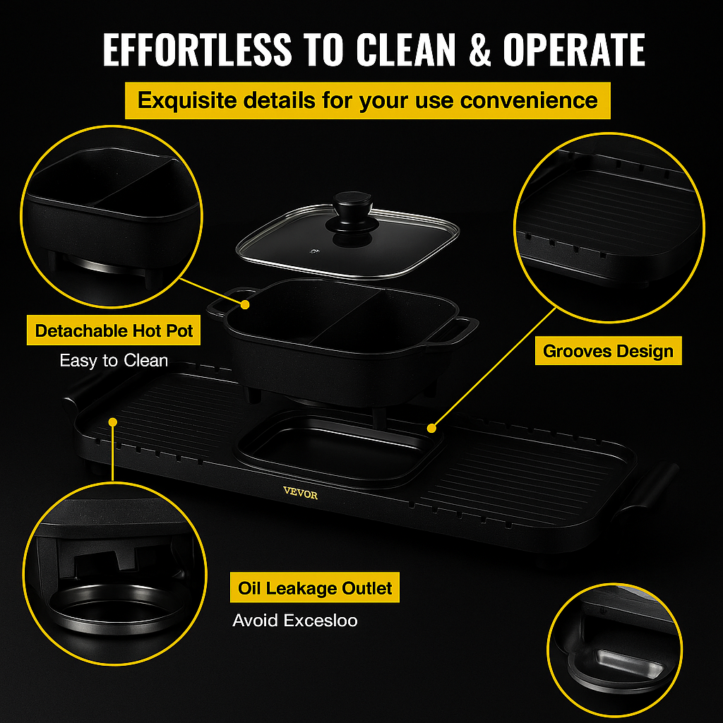 Multifunctional Teppanyaki Grill Pot With Dual Temp Control