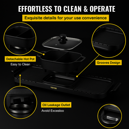 Multifunctional Teppanyaki Grill Pot With Dual Temp Control