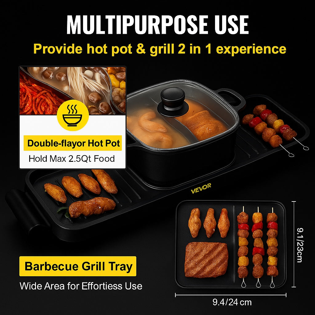 Multifunctional Teppanyaki Grill Pot With Dual Temp Control